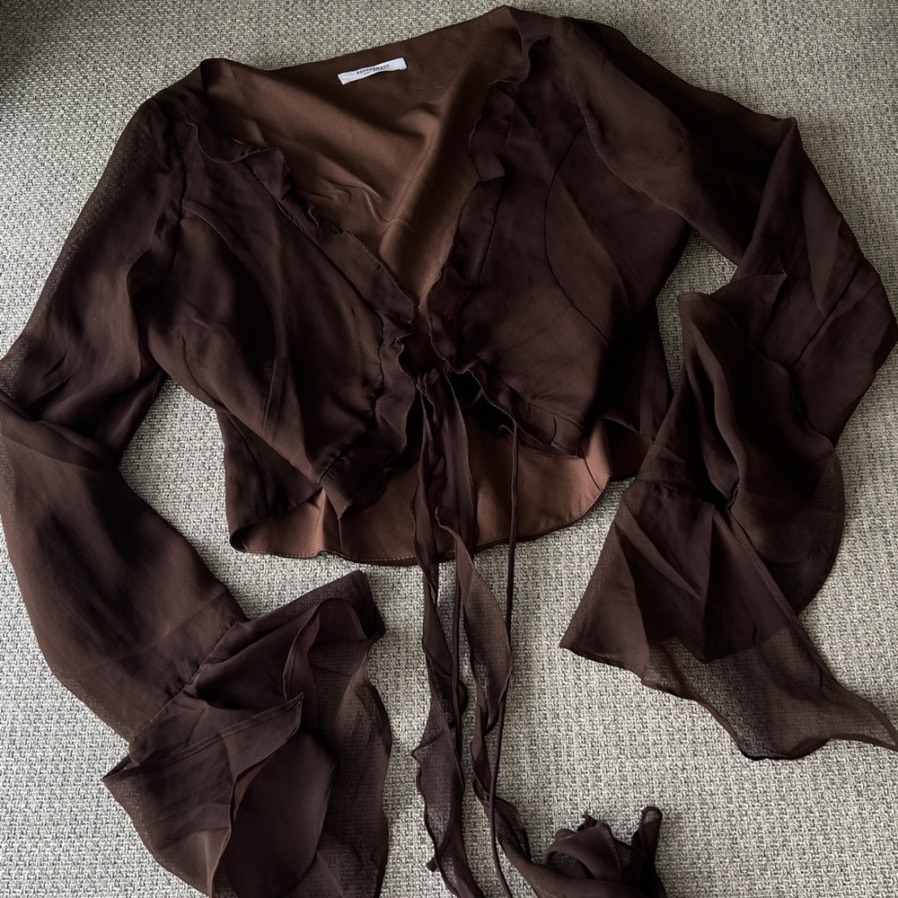 Peppermayo Sheer Brown Blouse - Picture 3 of 3